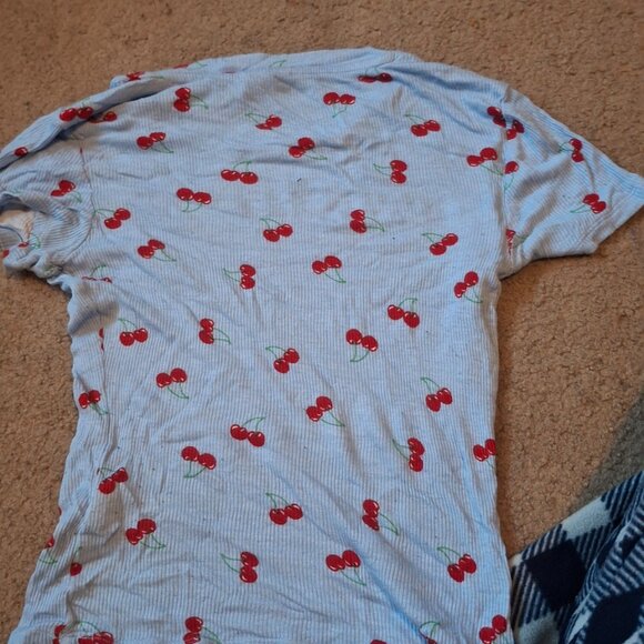 Blue shirt with red cherries - Picture 3 of 3